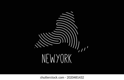 Biometric  Map Of  New York   Filled with Fingerprint Pattern icon logo design Vector illustration symbol