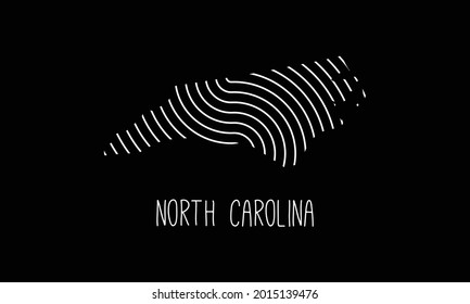 Biometric  Map Of North Carolina   Filled with Fingerprint Pattern icon logo design Vector illustration  symbol