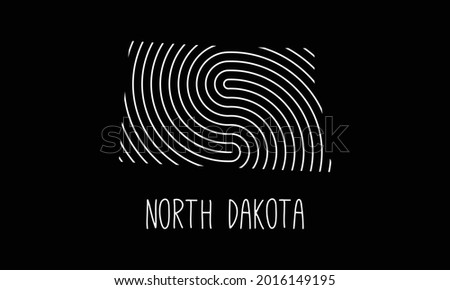 Biometric  Map Of North Dakota Filled with Fingerprint Pattern icon logo design Vector illustration symbol