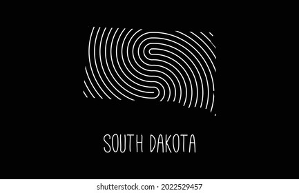 Biometric  Map Of South Dakota   Filled with Fingerprint Pattern icon logo design Vector illustration 
symbol