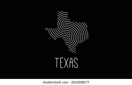 Biometrische Karte Texas gefüllt mit Fingerabdruck Muster Symbol Logo Design Vektorgrafik Symbol