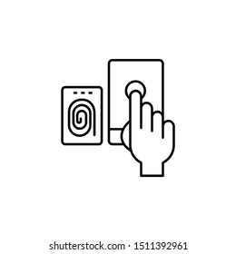 Biometric mobile cyber robbery. Vector icon. On white background