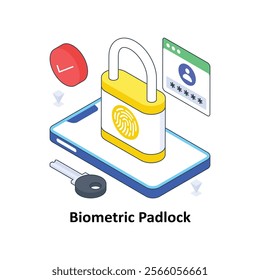 Biometric Padlock isometric Colored illustration. EPS File stock illustration