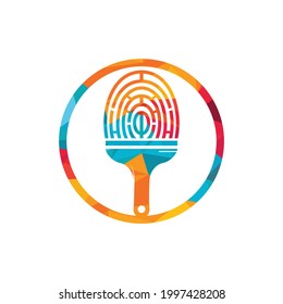 Biometric paint vector logo design concept. Fingerprint and paint brush icon design.	
