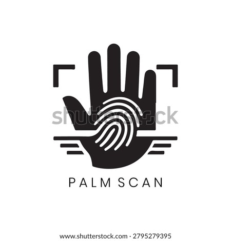 Biometric Palm Scan Logo Five combines a human handprint with digital identification data lines and fingerprint detailing. This Biometric Palm Scan Logo Five illustrates modern identification authorization and advanced access control security. Security firms can deploy this Biometric Palm Scan Logo Five for powerful commercial branding.