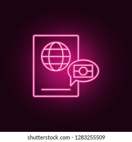 Biometric passport, digital passport icon. Elements of artificial in neon style icons. Simple icon for websites, web design, mobile app, info graphics