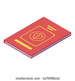 Biometric passport icon. Isometric of biometric passport vector icon for web design isolated on white background