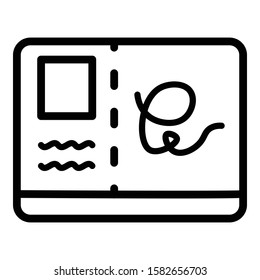 Biometric passport icon. Outline biometric passport vector icon for web design isolated on white background