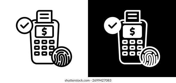 Biometric Pay Icon Ilustración vectorial negro blanco