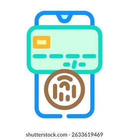Autenticación de pago biométrico Vector de icono de color de fintech. Autenticación de pago biométrico Signo de fintech. Ilustración de símbolo aislado