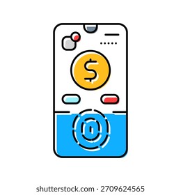 Autenticación de pago biométrico Vector de icono de color de fintech. Autenticación de pago biométrico Signo de fintech. Ilustración de símbolo aislado
