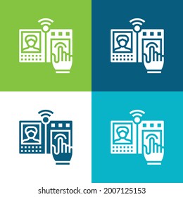 Biometric Recognition Flat four color minimal icon set