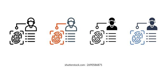 Ilustración vectorial de estilo de icono múltiple de escaneo biométrico