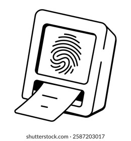 Biometric scanner icon in doodle style 
