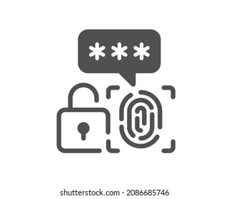 Icono de seguridad biométrica. Signo de digitalización de huellas digitales. Símbolo de datos de privacidad. Clásico estilo plano. Elemento de diseño de calidad. Icono de seguridad biométrica simple. Vector