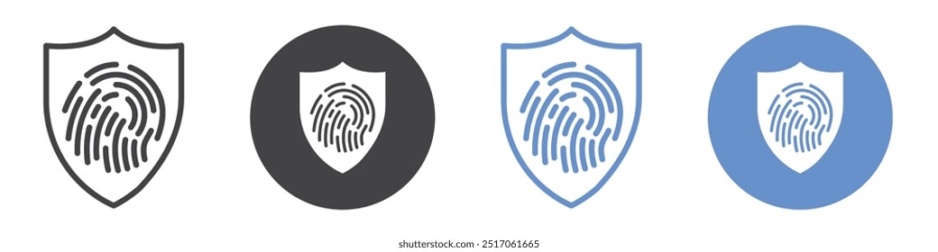Biometrisches Sicherheitssymbol, flache Linie, Symbolsatz.