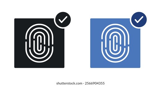 Biometric security icon set in black and colored