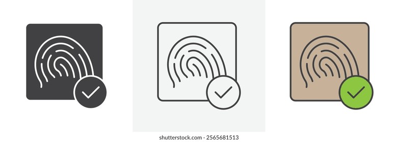 Biometric security icons in black and colored versions