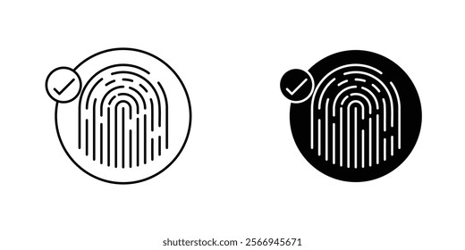 Biometric security icons. black and white vector set.