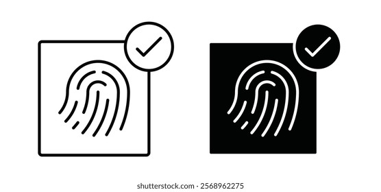 Biometric security icons in black and white colors