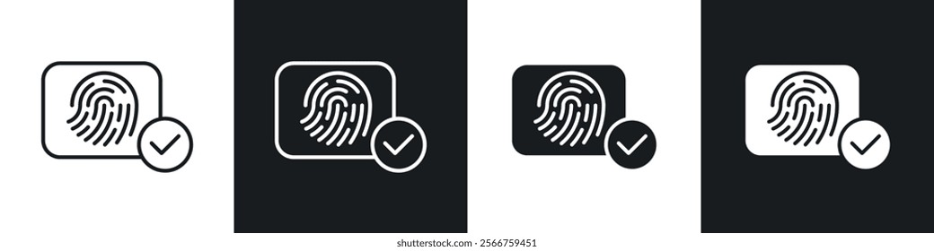 Biometric security icons in Thin line black color. flat simple vector symbols illustration.