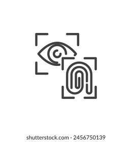 Biometric Security line icon. linear style sign for mobile concept and web design. Fingerprint recognition and iris scanning outline vector icon. Symbol, logo illustration. Vector graphics