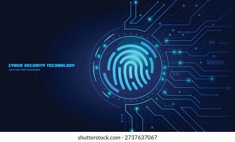 Biometric security technology background, fingerprint authentication system, digital data protection concept, futuristic cyber interface illustration