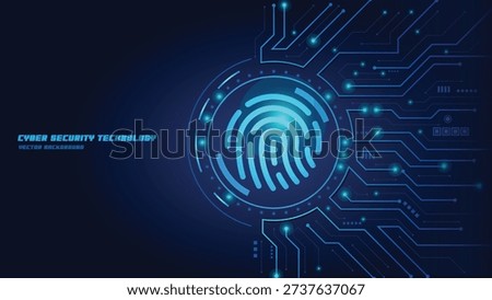 Biometric security technology background, fingerprint authentication system, digital data protection concept, futuristic cyber interface illustration