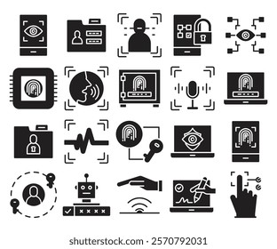 biometric and security technology icons set