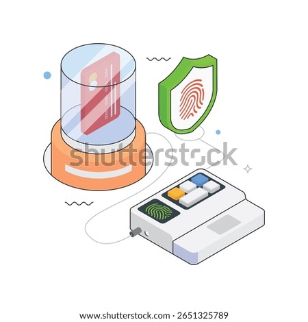 Biometric Security Vector Isometric Illustration. EPS 10 file