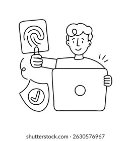 Ilustraciones del esquema del Vector de Seguridad biométrica. Archivo EPS 10