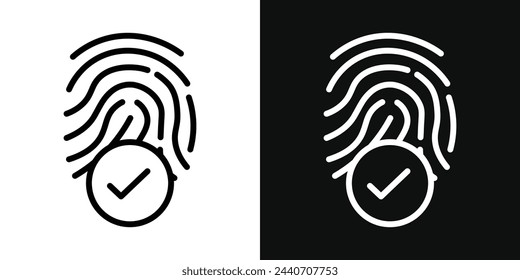 Iconos de verificación de seguridad biométrica. Identificación de huellas dactilares y símbolos de privacidad.