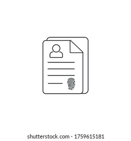 Biometric signature, document. Vector icon isolated on white background.