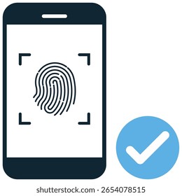 Icône de système biométrique, Image vectorielle illustrant l'identification sécurisée par des traits biologiques uniques. Idéal pour la sécurité, le contrôle d'accès ou les conceptions technologiques présentant les empreintes digitales