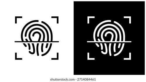 Icono de Tecnología biométrica en fondo blanco y negro