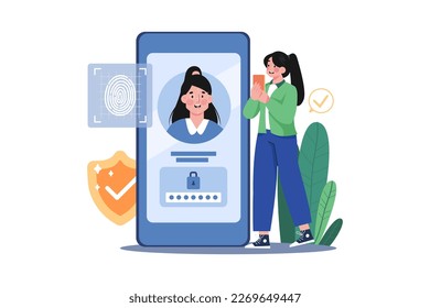 Biometric Verification Illustration concept on white background