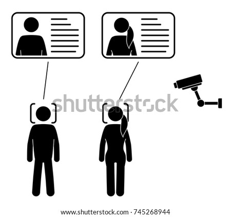 Biometrical identification. Facial recognition system concept. Face recognition. Vector illustration