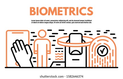 Biometrics banner. Outline illustration of biometrics vector banner for web design