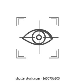 Biometrics  eye identification icon. ID, identity, eyeball recognition. Scanning concept. Vector illustration of verification  
