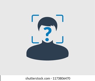 Biometrics face recognition icon on gray background