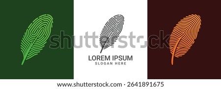  Biometrics Fingerprint Feather Logo design 