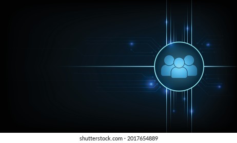 Tecnología biométrica de alta tecnología con conexión. Cooperación, trabajo en equipo, red y concepto comunitario. ilustración vectorial.