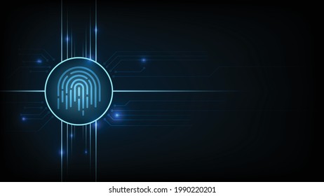 Biometrics hi-tech technology with fingerprint scanning background. Business Security Concept. vector illustration.