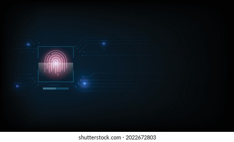 Biometrics hi-tech technology with fingerprint scanning background. Business Security Concept. vector illustration.