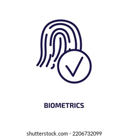 biometrics icon from artificial intellegence and future technology collection. Thin linear biometrics, access, scan outline icon isolated on white background. Line vector biometrics sign, symbol for 