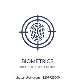 Biometrics icon. Biometrics linear symbol design from Artificial Intellegence collection.