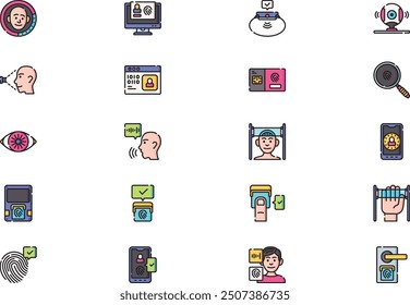 Biometrics icons collection is a vector illustration with editable stroke.