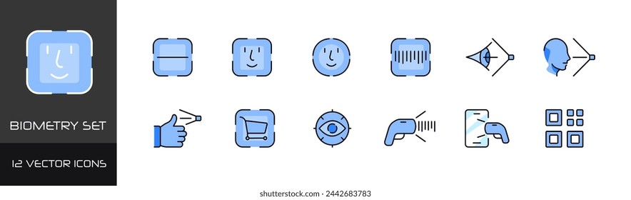 Biometry icon set. Flat style. Vector icons