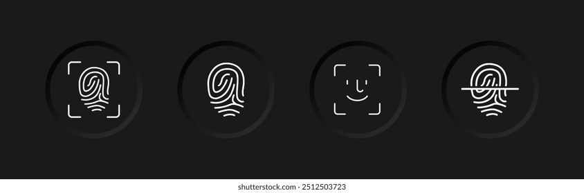 Ícones do conjunto de biometria. Estilo linear. Ícones de vetor.