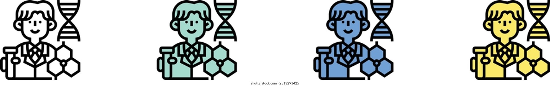 biomimetic icon. Outline, Green, Blue and Yellow Style Design Isolated On White Background